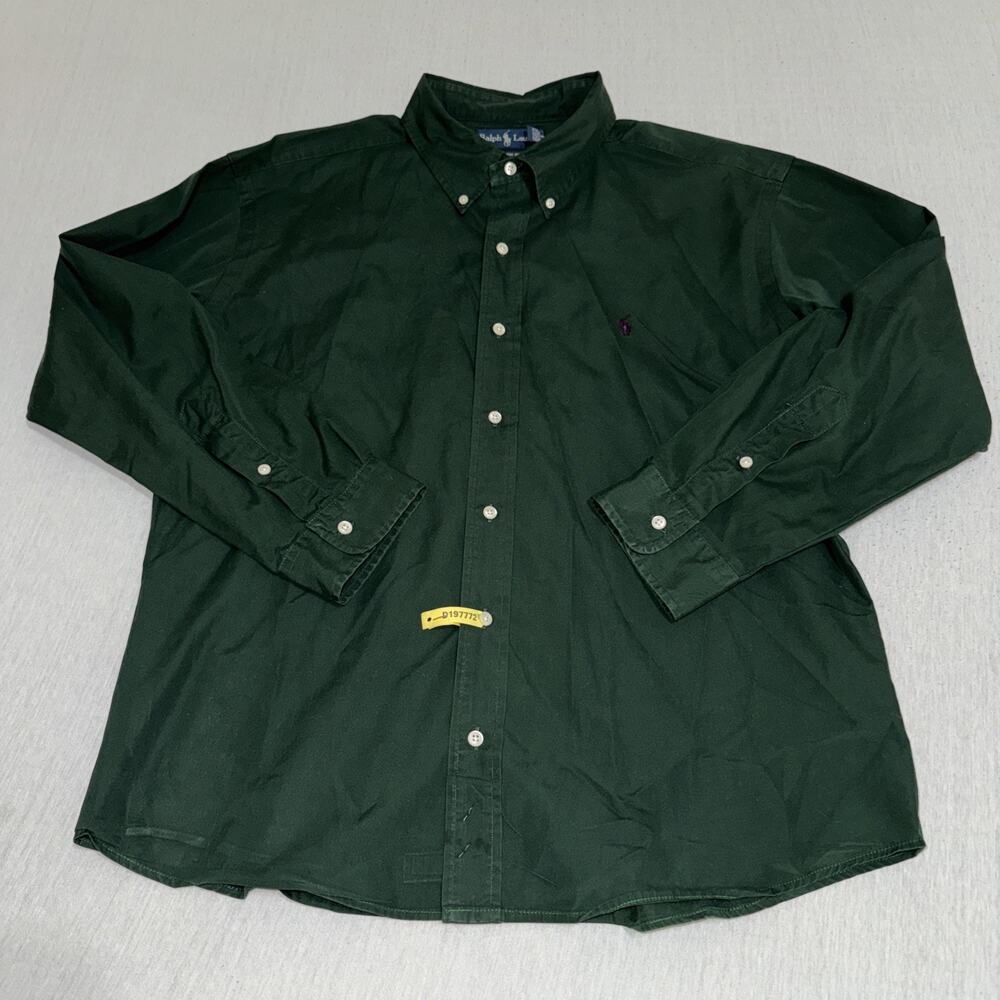 Ralph Lauren Button Down Shirt Mens XXL Forest Green Classic Fit Long Sleeve EUC